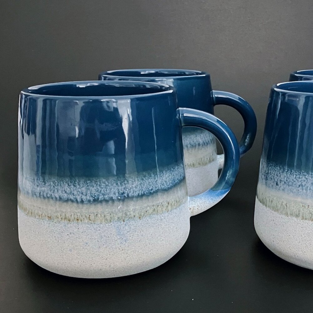 4x Sass & Belle Mojave Glaze Mug Ceramic Coffee Cup Stoneware Blue Ombré